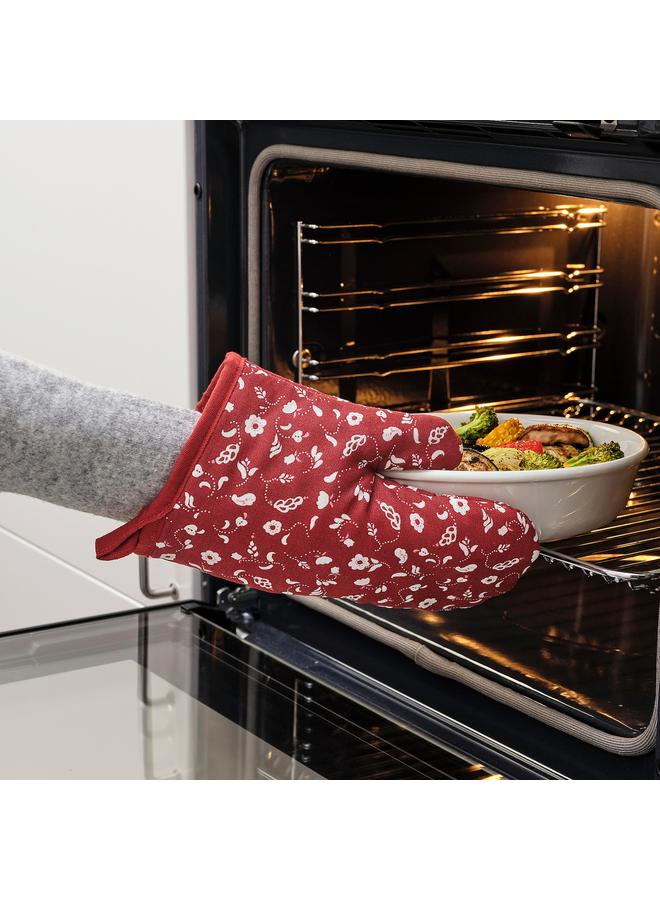 Zaboon Oven Glove, Patterned/Red  - Image 2