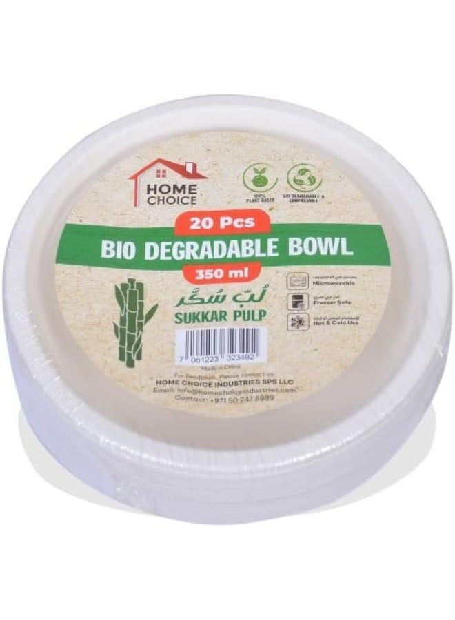 HOME CHOICE وعاء سكر قصب disposable بسعة 350 مل، 20 قطعة - Image 1