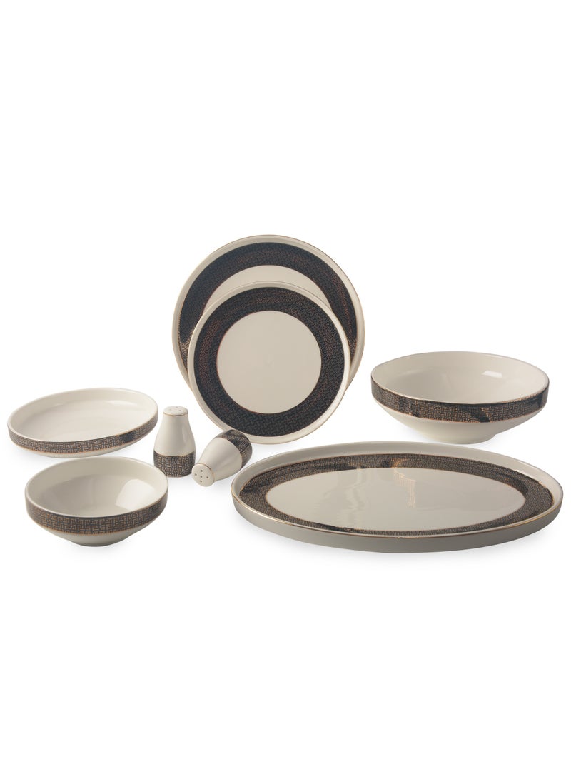 Life Smile طقم عشاء مكون من 29 قطعة – أدوات مائدة من البورسلين - مجموعة أطباق التقديم والأوعية تتضمن 6 أطباق عشاء، 6 أطباق فواكه، 6 أطباق شوربة، 6 أطباق حلوى، 2 أطباق بيضاوية، 1 وعاء سلطة، و 1 ملح وفلفل هزاز - Image 1