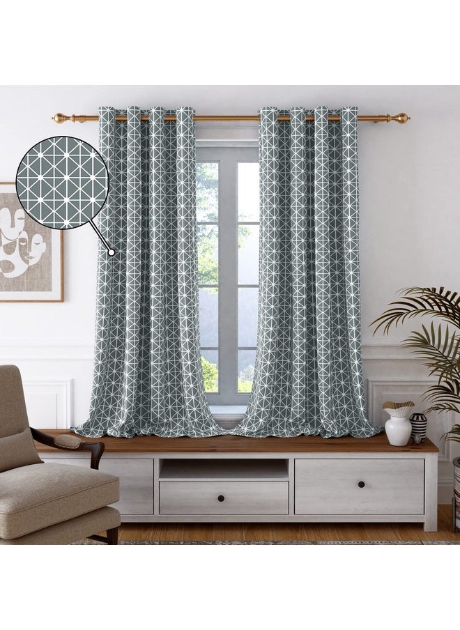 Story@Home Story@Home Window Curtains 5 Feet Long Set of 2 | Bohemian Curtains | Abstract Design Cotton Curtain | Light Filtering Curtains for Windows | Curtains for Living Room | (116 x 152 cm, Grey & White)  - Image 1