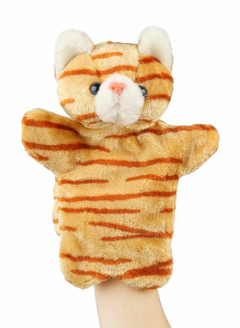 Cat Hand Puppet, Cute Plush Puppet Toy Finger Doll Parent-child Interactive Gift for Storytelling Teaching Preschool Role- Play - Image 1