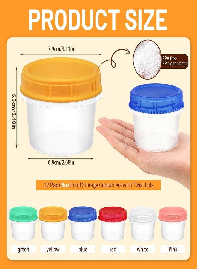 ISUSSER 12 Pack Freezer Containers with Screw On Lids, 8oz Stackable Reusable Food Storage Container, Airtight Plastic Storage Containers with Twist Top Lids for Food Sauce Jello Soup - Image 2