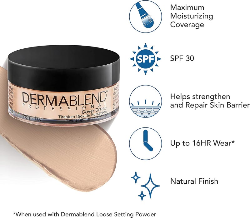Dermablend Cover Creme High Color Coverage SPF 30 - 10C Rose Beige Foundation for Women, 1 Fl Oz - Image 3