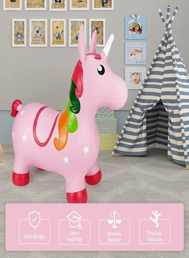 TECH LOGO ELECTRONICS Unicorn Bouncy Horse, Inflatable Bouncy Animals Hopper for Toddlers 1st Birthday Gift 2 3 4 Year OldRide on Rubber Jumping Toys for Baby Girl or Boy(Multi) - Image 5