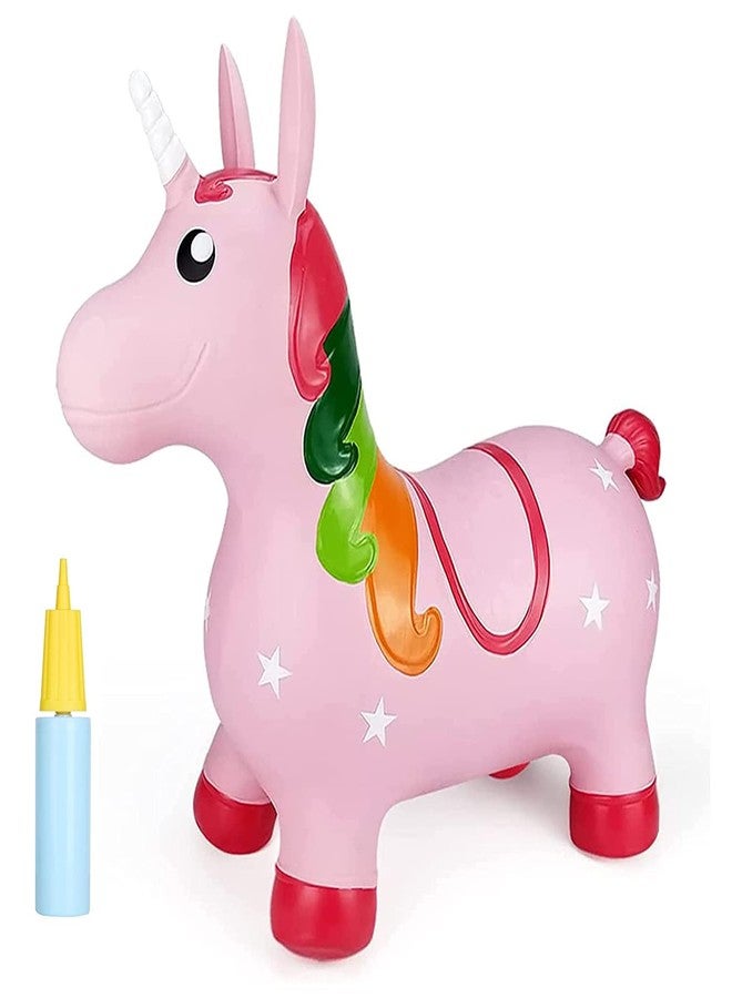 TECH LOGO ELECTRONICS Unicorn Bouncy Horse, Inflatable Bouncy Animals Hopper for Toddlers 1st Birthday Gift 2 3 4 Year OldRide on Rubber Jumping Toys for Baby Girl or Boy(Multi) - Image 1
