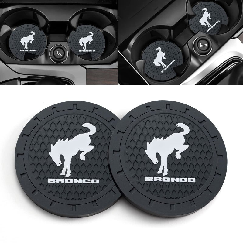 BFIVEANTE Car Cup Holder Coaster for Ford Bronco,Silicone Cupholder Coaster,Car Interior Accessories,2.76 Inch 2 Pieces - Image 1