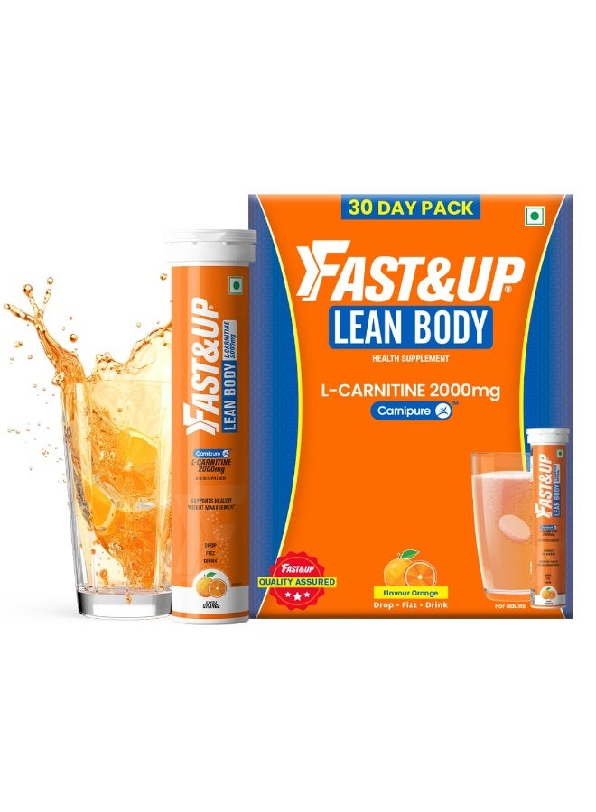 FASTX Fast&Up L-Carnitine Lean Body – 30 Day Pack, Helps Convert Fat into Energy, 2000 mg Carnipure TM L-Carnitine Sourced from Lonza Switzerland - Pack of 60 Effervescent Tablets, Orange Flavour - Image 1