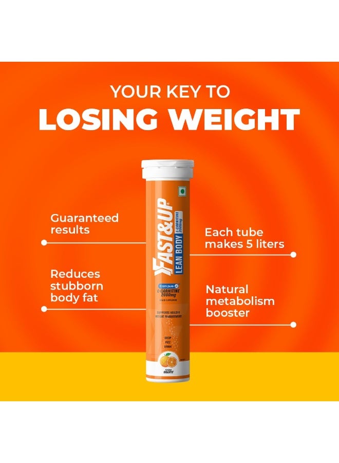 FASTX Fast&Up L-Carnitine Lean Body – 30 Day Pack, Helps Convert Fat into Energy, 2000 mg Carnipure TM L-Carnitine Sourced from Lonza Switzerland - Pack of 60 Effervescent Tablets, Orange Flavour - Image 2