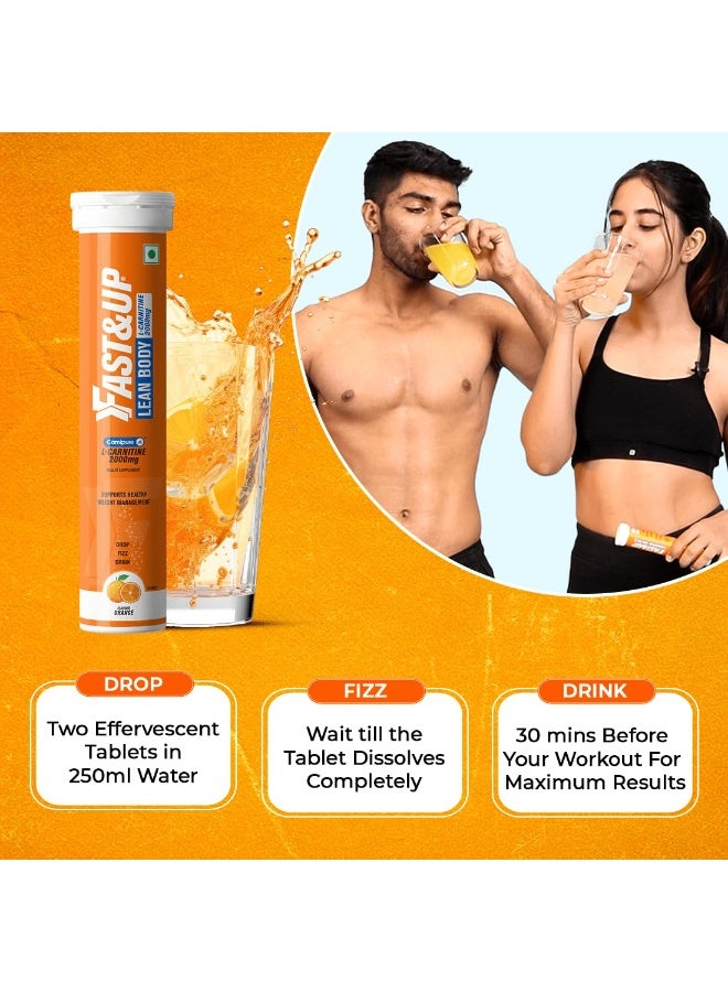 FASTX Fast&Up L-Carnitine Lean Body – 30 Day Pack, Helps Convert Fat into Energy, 2000 mg Carnipure TM L-Carnitine Sourced from Lonza Switzerland - Pack of 60 Effervescent Tablets, Orange Flavour - Image 4