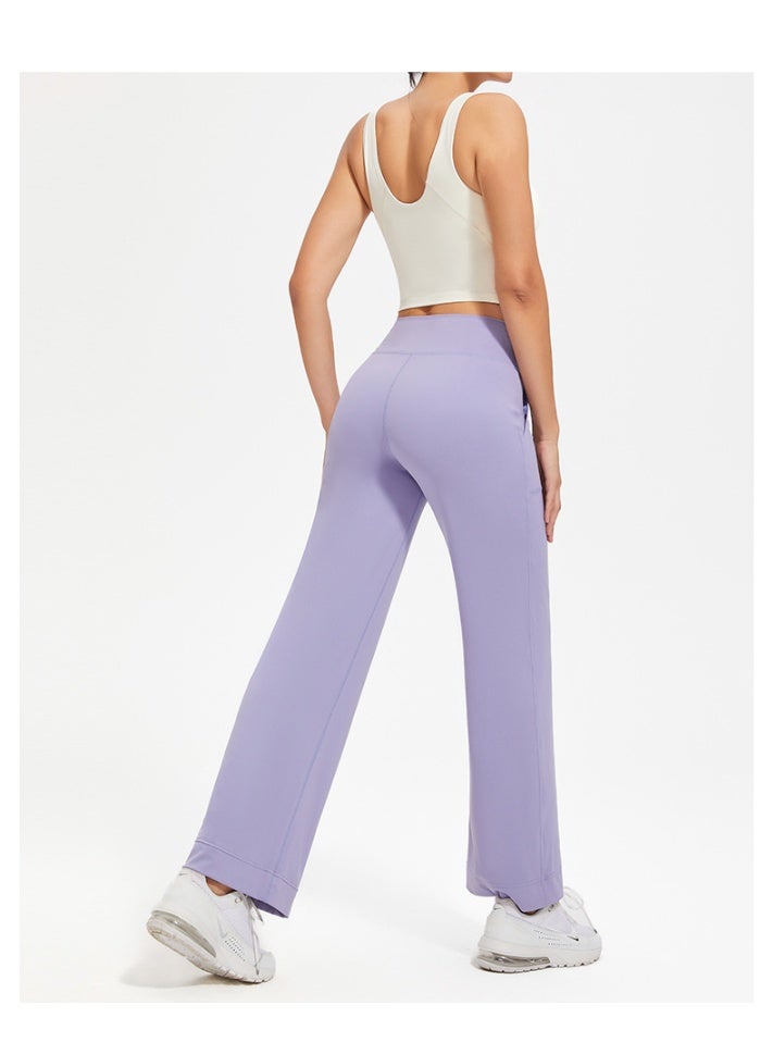 Wide Leg Yoga Pants For Women Solid Color High Waist Sweatpants With Pockets Stretch Comfy Workout Sports Trousers  - Image 2