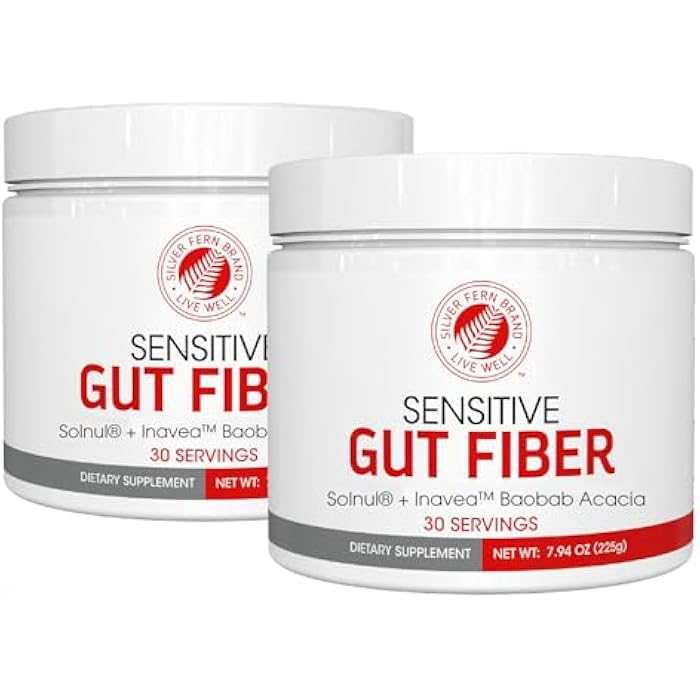 Silver Fern Sensitive Gut Fiber Supplement - Each Tub = 30 Scoops = 30 Day Supply - 6 Grams of Dietary Fiber Per Serving - with Galactomannan Guar Fiber, Baobab Fruit Powder (2 Tubs) - Image 1