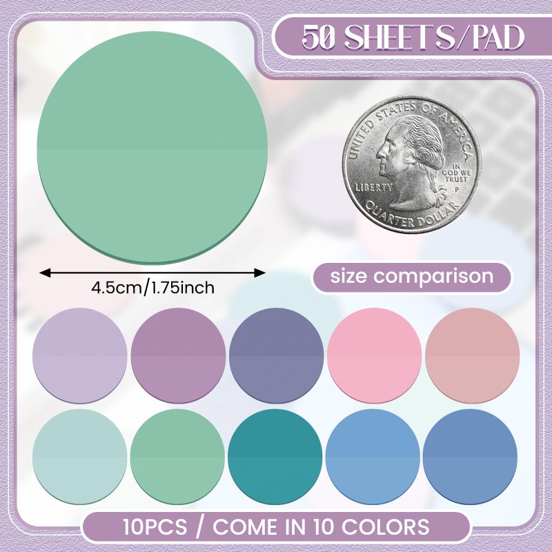 Sabary 500 Sheets Transparent Sticky Notes Round Translucent Sticky Notes Tabs Colorful Page Flags Stickers Clear Book Markers Bible Journaling Office Back to School Supplies(1.75 Inch,Stylish) - Image 2