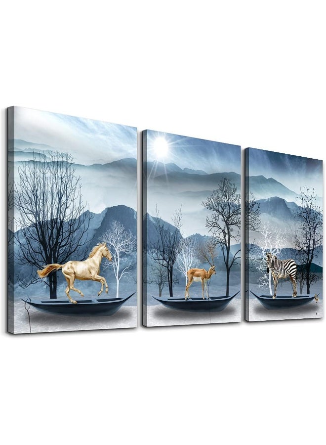 DZRWUBHS Family Wall Decor For Bedrooms Canvas Art Living Room Modern Decorations Bathroom Abstract Painting Animal Landscape Hang Pictures Artwork Kitchen Home Decoration 3 Piece - Image 1