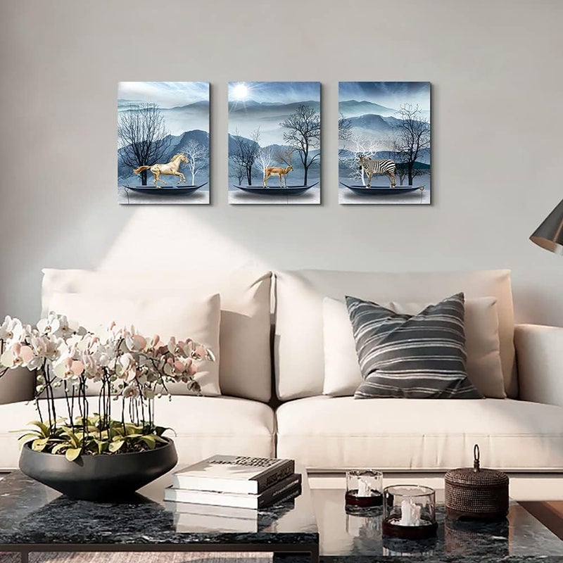 DZRWUBHS Family Wall Decor For Bedrooms Canvas Art Living Room Modern Decorations Bathroom Abstract Painting Animal Landscape Hang Pictures Artwork Kitchen Home Decoration 3 Piece - Image 4