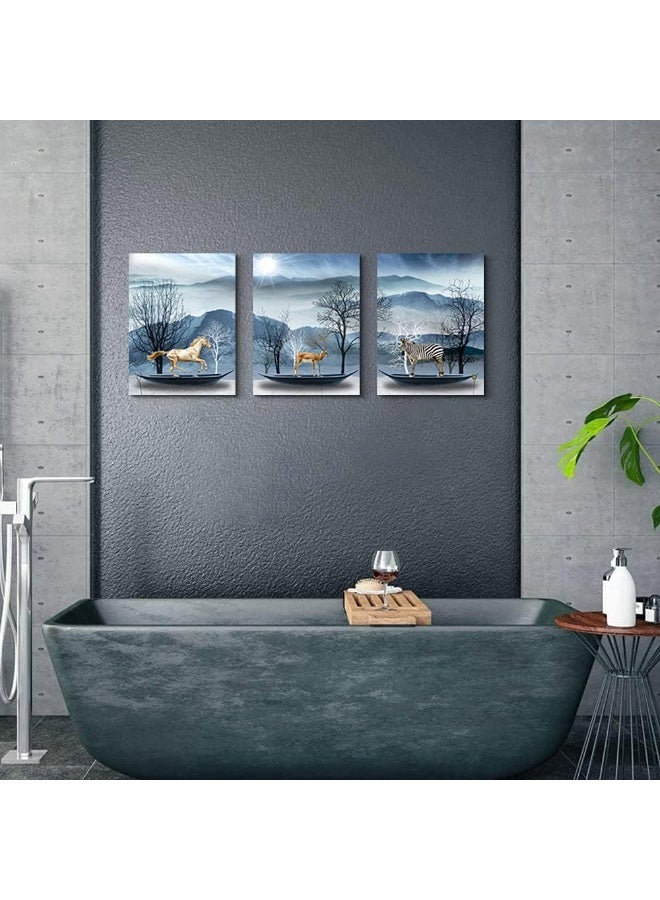 DZRWUBHS Family Wall Decor For Bedrooms Canvas Art Living Room Modern Decorations Bathroom Abstract Painting Animal Landscape Hang Pictures Artwork Kitchen Home Decoration 3 Piece - Image 3