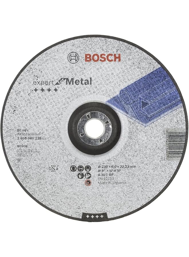 BOSCH Expert For Metal Grinding Disc For Small Angle Grinders 1 Piece 230 Mm Diameter 6.00 Mm Thickness