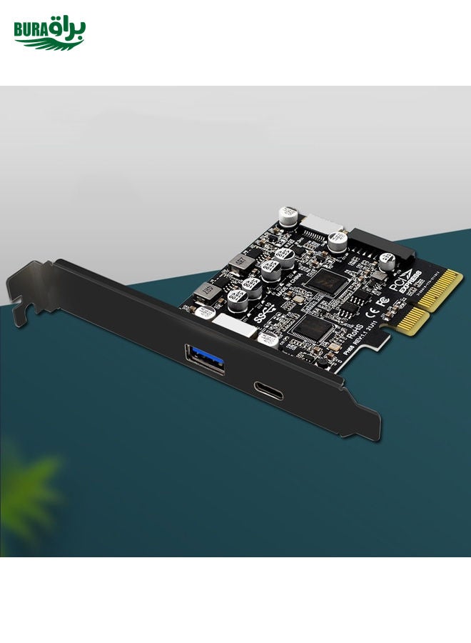 BURAQ PCIE 3.0 To USB 3.2 Extension Card Type-C Port Front Type-E Expansion Riser Card(PH68)  - Image 2