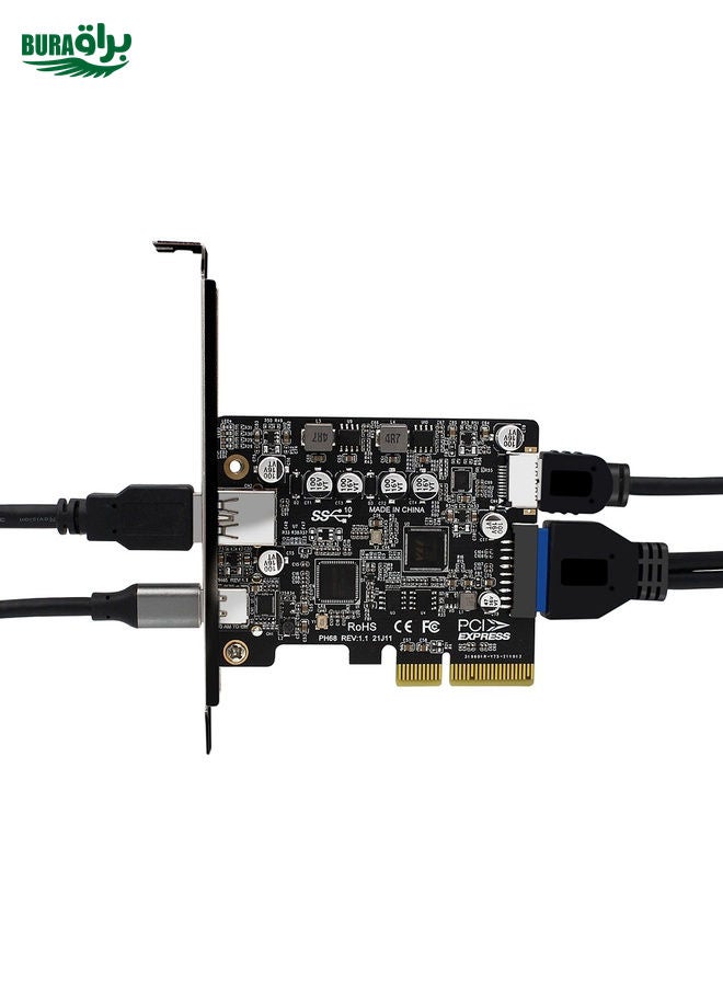 BURAQ PCIE 3.0 To USB 3.2 Extension Card Type-C Port Front Type-E Expansion Riser Card(PH68)  - Image 4