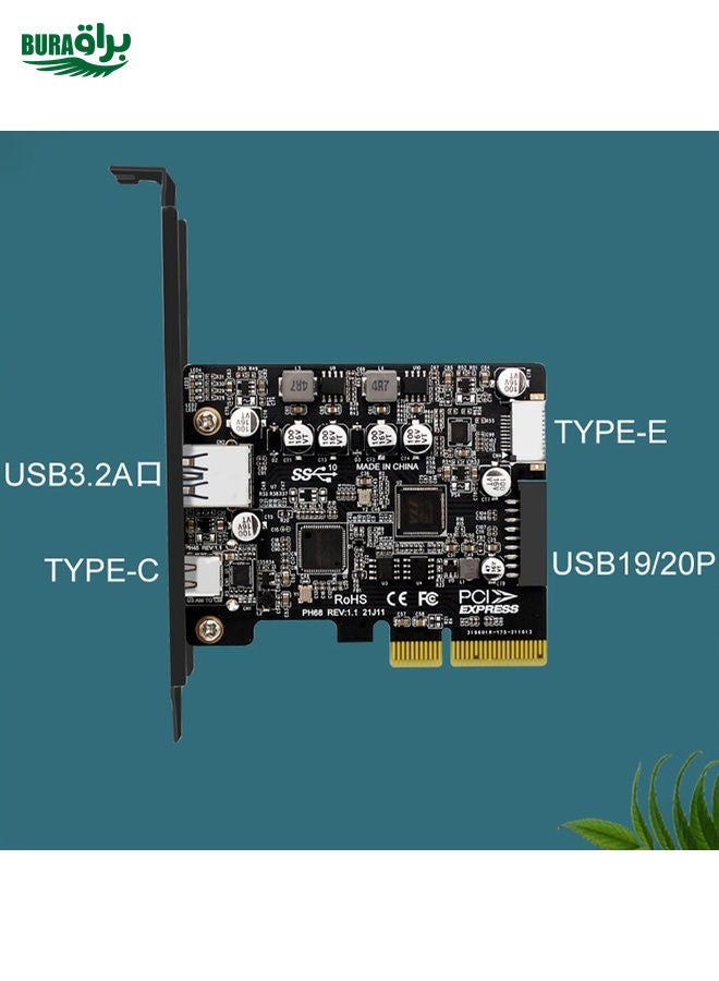 BURAQ PCIE 3.0 To USB 3.2 Extension Card Type-C Port Front Type-E Expansion Riser Card(PH68)  - Image 5