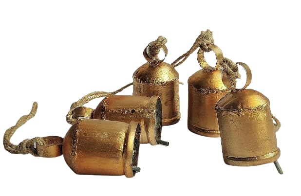 MIRAMAYEE Metal Hanging Bell Cow Bell Set of 5 Tiny Bells - Image 2