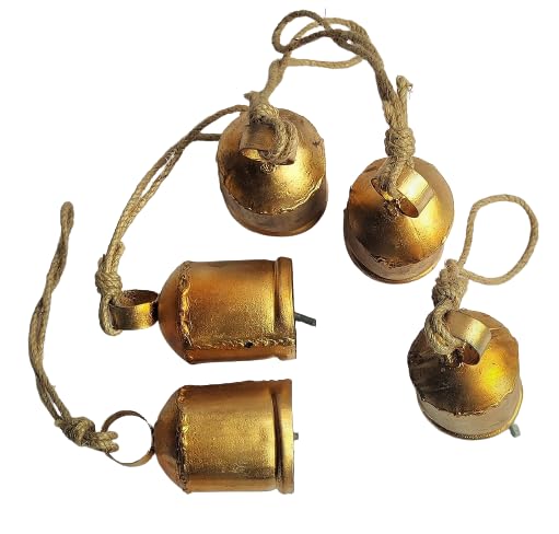 MIRAMAYEE Metal Hanging Bell Cow Bell Set of 5 Tiny Bells - Image 3