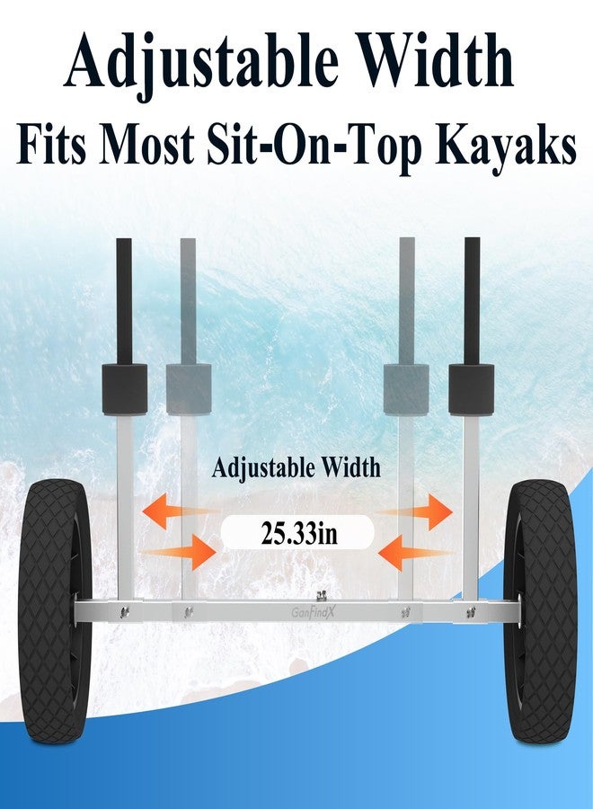 GanFindX Heavy Duty Kayak Cart | Adjustable Foldable Trolley with Durable Wheels, Portable Kayak Transport Cart, Tie-Down Straps Included (Detachable 11 inches) - Image 3