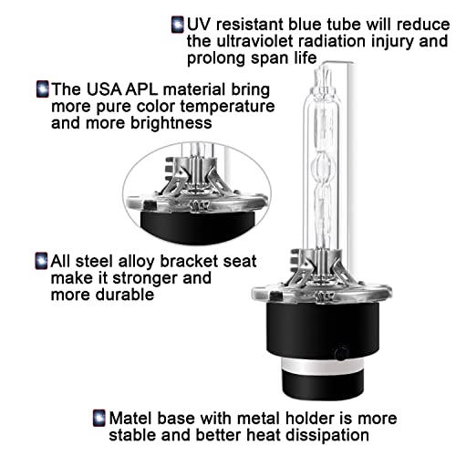 Sinoparcel D4S Xenon HID Headlight Bulbs - 6000K 35W High Low Beam 42402 66440 42402WX,etc Replacement Lights - Pack of 2 - Image 5