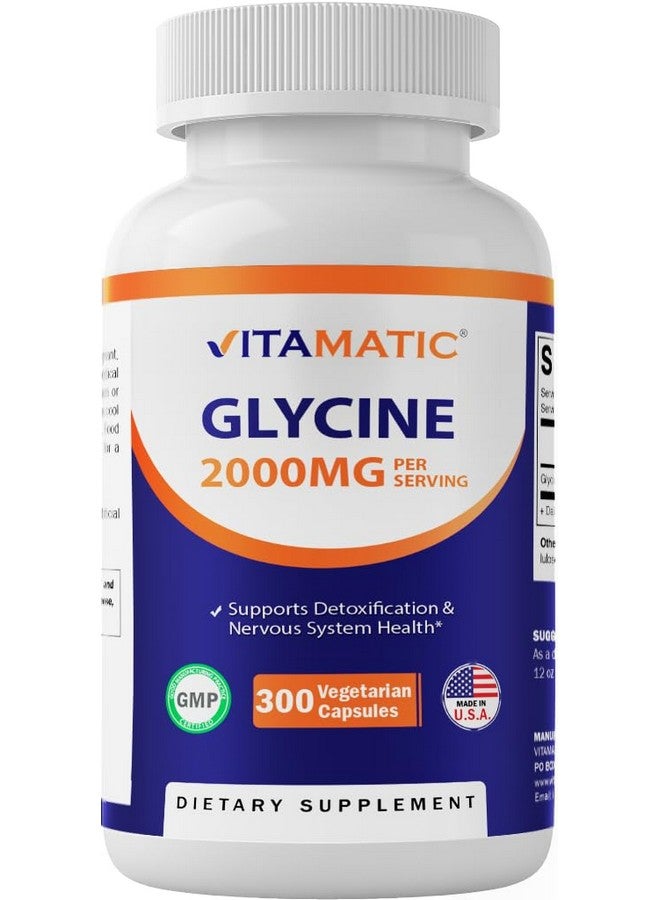 Vitamatic Glycine Supplement, 2000mg Per Serving, 300 Count, Non-GMO, Gluten Free - Image 1