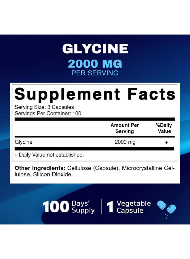Vitamatic Glycine Supplement, 2000mg Per Serving, 300 Count, Non-GMO, Gluten Free - Image 2