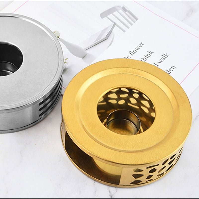 Stainless Steel Teapot Warmer Base Efficient Tea Heater Hollow Design for Candle Heating - Image 4