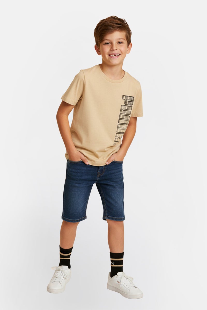 PUMA طقم تي شيرت قصير الأكمام وجوارب للأطفال الأولاد 2 قطعة، بيج - Image 1