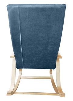 Moon Home and more.. Modern Bentwood Rocking Chair Chenille Fabric Upholstered Relax Rocker Lounge Chair Blue  - Image 5