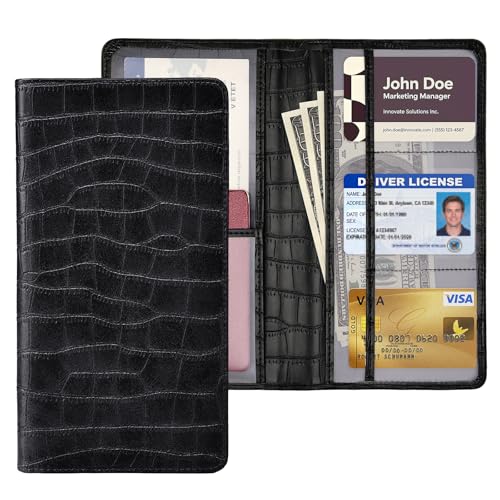 Peisicne Car Registration and Insurance Holder Black Vehicle Glove Box Car Organizer with Magnetic Closure for Documents Cards License Car Organization 1 Pack - Image 1