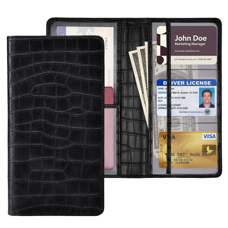 Peisicne Car Registration and Insurance Holder Black Vehicle Glove Box Car Organizer with Magnetic Closure for Documents Cards License Car Organization 1 Pack - Image 3