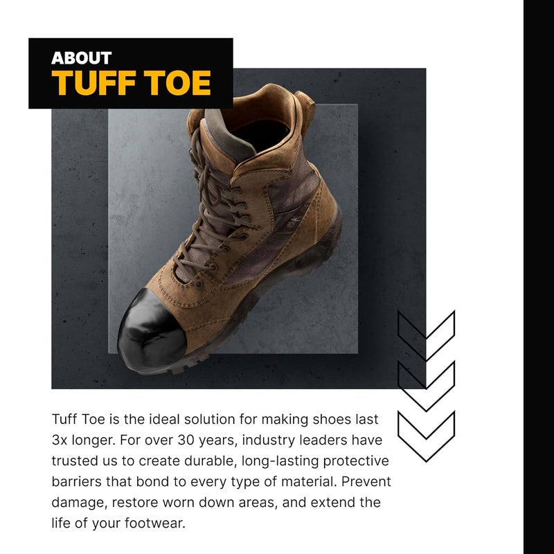 Tuff Toe Boot Toe Protector V2 Adhesive, Extra Strong Shoe Glue Toe Protectors for Shoes & Work Boots - Waterproof, Heat Resistant, Heavy Duty Protective Layer & Shoe Repair Kit - Covers 2 Shoes, Brown Color - Image 5