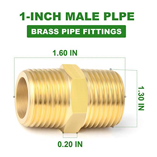 TAISHER 5PCS Brass Pipe Fitting Adapter, Hex Nipple, 1-Inch Male Pipe x 1-Inch Male Pipe - Image 4