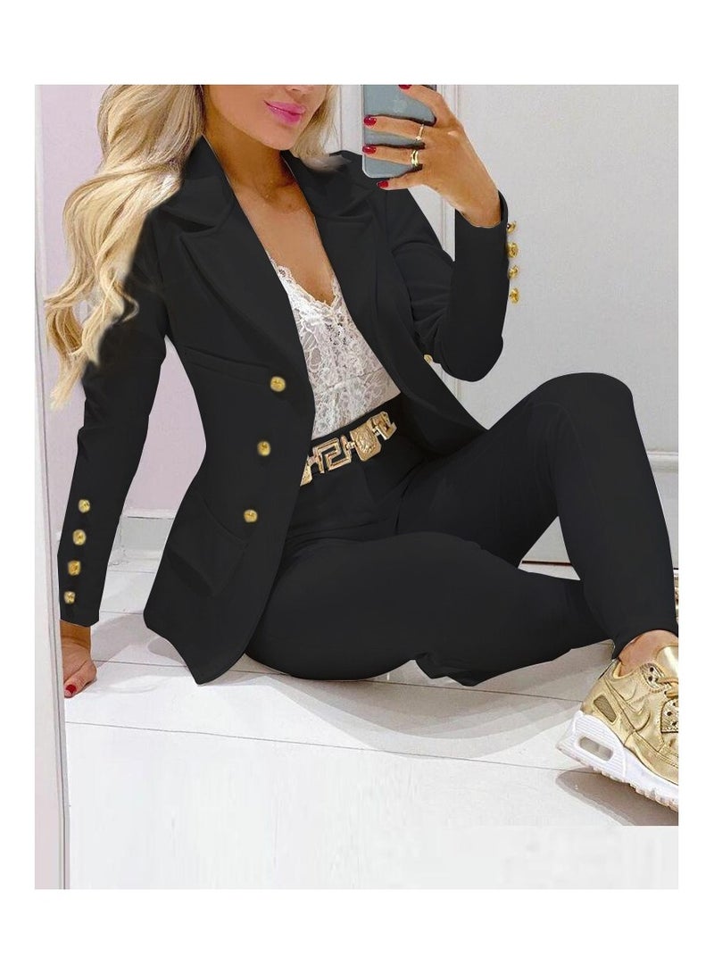 Shougu Fashionable Printed Long Sleeved Casual Suit And Pants Set  - Image 1