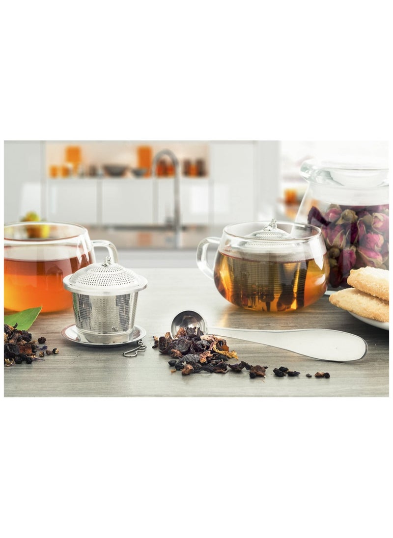 SYOSI 2 Pcs Loose Leaf Tea Infuser with Tea Scoop and Drip Dray, Ultra Fine Stainless Steel Strainer & Steeper for a Superior Brewing Experience  - Image 3