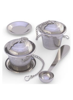 SYOSI 2 Pcs Loose Leaf Tea Infuser with Tea Scoop and Drip Dray, Ultra Fine Stainless Steel Strainer & Steeper for a Superior Brewing Experience  - Image 1