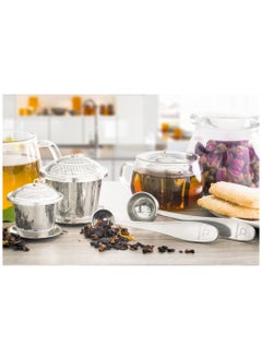 SYOSI 2 Pcs Loose Leaf Tea Infuser with Tea Scoop and Drip Dray, Ultra Fine Stainless Steel Strainer & Steeper for a Superior Brewing Experience  - Image 5