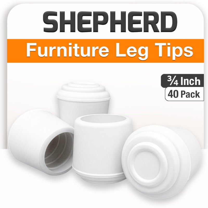 Shepherd Hardware 78 Round NonMarking Rubber SlipOn Chair Leg Tips Nonslip Protective Furniture Leg Caps for Chairs Stools and Tables on Hard Surfaces Set of 40 White - Image 2