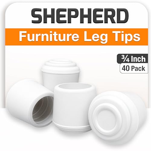 Shepherd Hardware 78 Round NonMarking Rubber SlipOn Chair Leg Tips Nonslip Protective Furniture Leg Caps for Chairs Stools and Tables on Hard Surfaces Set of 40 White - Image 1