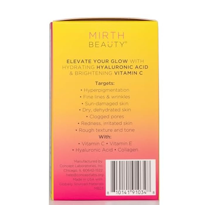 Mirth Beauty Brightening Face Moisturizer W/Vitamin C + Hyaluronic Acid | Collagen Peptides Firming Neck & Face Cream | Facial Moisturizer Eye Cream | Anti Aging Face Lotion For Women, 2.5 Fl Oz - Image 4