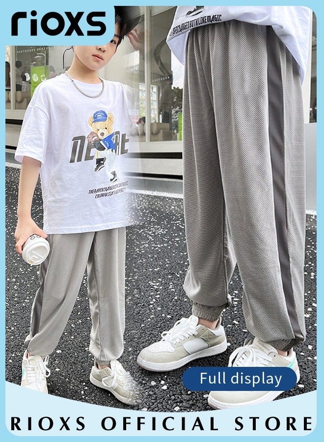 RIOXS Kids Boys Summer Mosquito Repellent Pants Childrens Fashion Casual Sporty Pants Boys Loose Ice Silk Breathable Quick Drying Pants  - Image 2