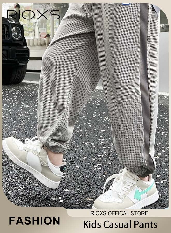RIOXS Kids Boys Summer Mosquito Repellent Pants Childrens Fashion Casual Sporty Pants Boys Loose Ice Silk Breathable Quick Drying Pants  - Image 1