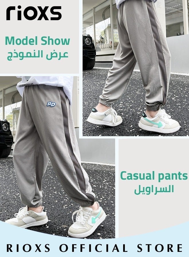 ريوكس سراويل صيفية للأولاد طارد البعوض أزياء الأطفال عارضة بنطال رياضي سراويل فضفاضة من الحرير الجليدي قابلة للتنفس سريعة الجفاف - Image 5