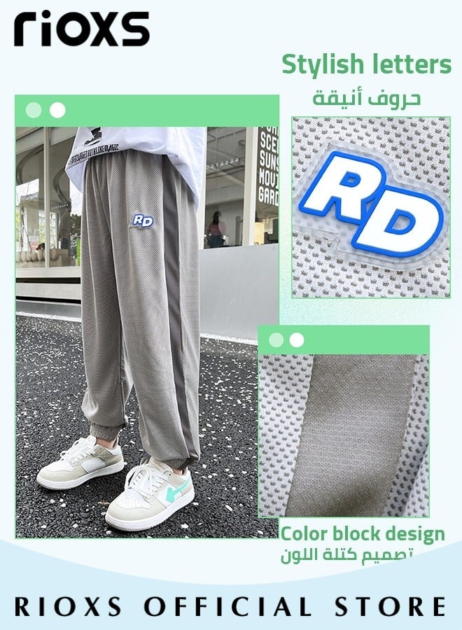 ريوكس سراويل صيفية للأولاد طارد البعوض أزياء الأطفال عارضة بنطال رياضي سراويل فضفاضة من الحرير الجليدي قابلة للتنفس سريعة الجفاف - Image 3