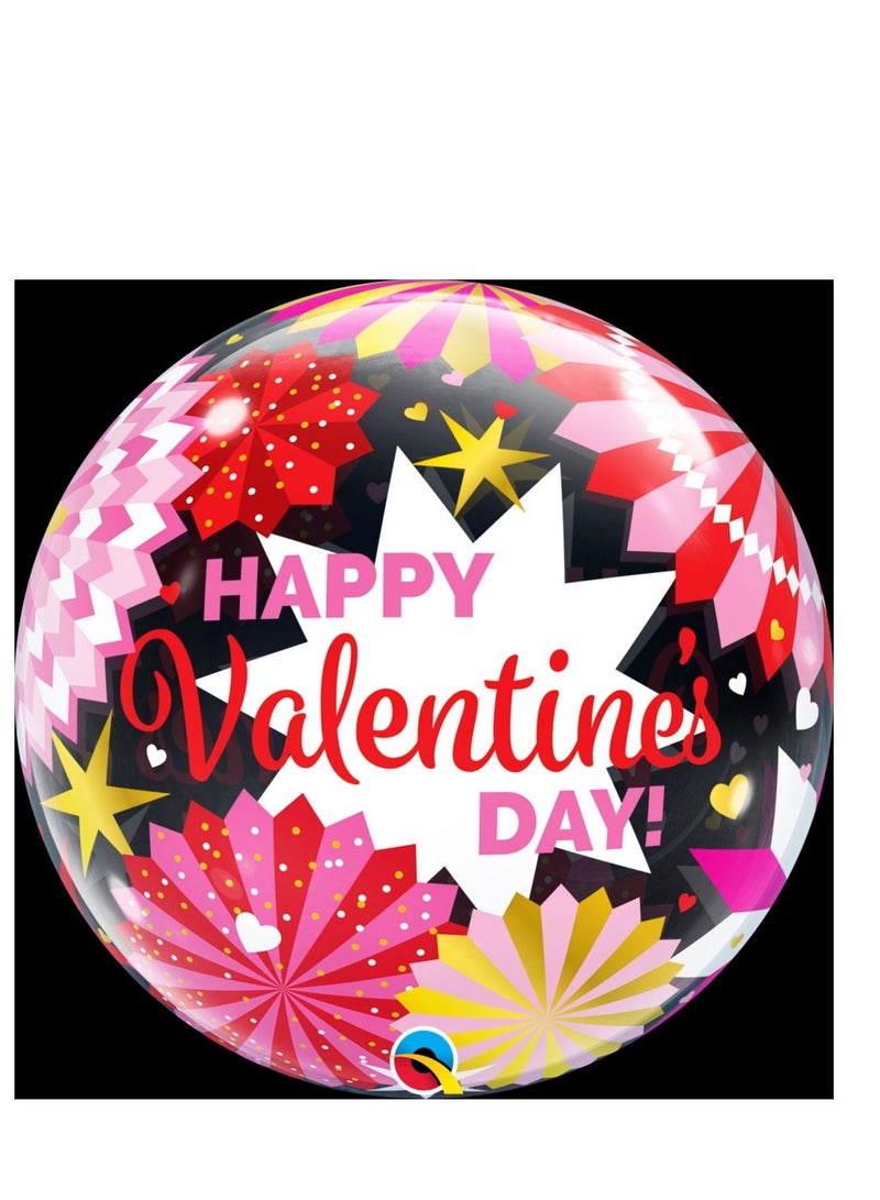 Valentine’s Day Paper Fans Bubble Balloon 22in