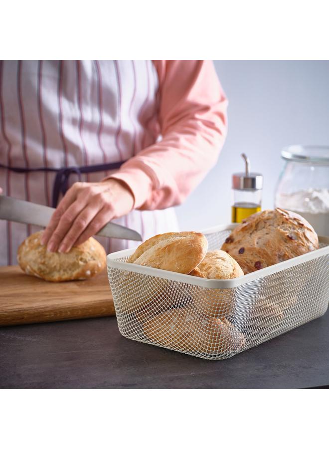 زبون سلة تخزين طعام، معدن/أبيض، 30x20x11 سم - Image 2