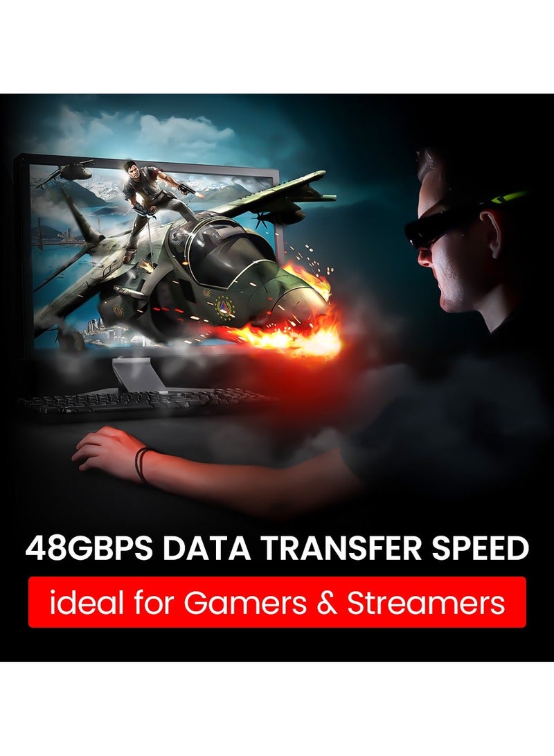 Abellgrand HDMI 8m AOC 8K 2.1 AGcon Cable comes with durable construction and ultra-sleek design. Abellgrand 8K/UHD/HDR OPTICAL 8K 2.1 HDMI Hybrid cables utilize fiber to transmit HDMI data and clock portions of the signal. Supports 8K@60Hz/ 48Gbps, 4K@120Hz/18Gbps Compatible with HDMI 2.1 Units: Transmitter (Source) Receiver (Display) Video Bandwidth: 48Gbps, (12 Gbps/x4 Channel FRL) Watch 8K video contents, game console, laptop or tablet on an Ultra HD television, monitor or projector. - Image 4